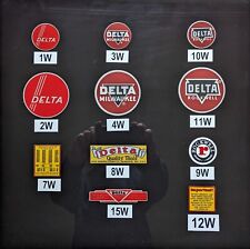 DECALS - $20 FOR ANY 5 PCS - FOR VINTAGE DELTA WOODWORKING MACHINERY - picture