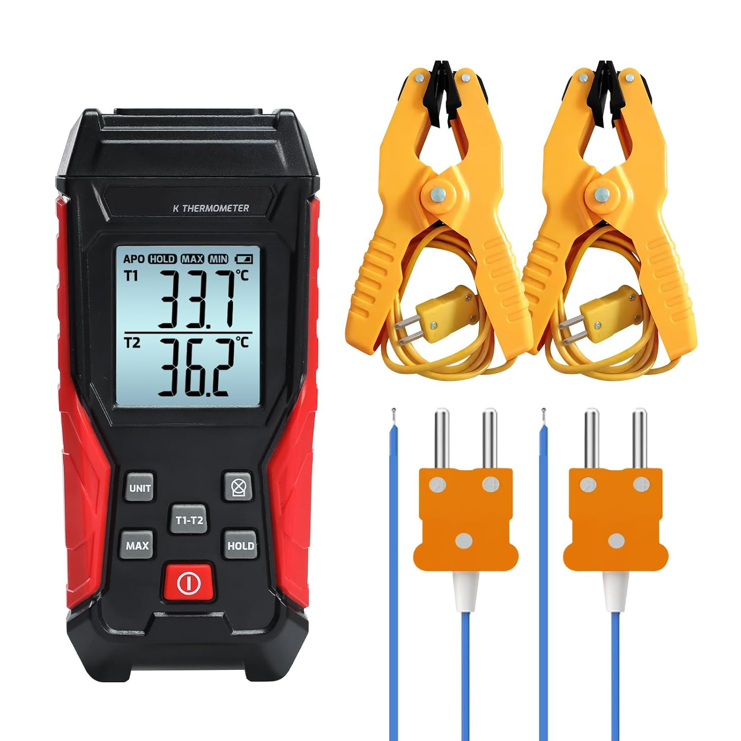 Digital Thermometer HVAC Dual Channel K Type Temperature Clamp (-328~2501℉) with Digital Thermometer HVAC Dual Channel K Type Temperature Clamp (-328~2501℉) with