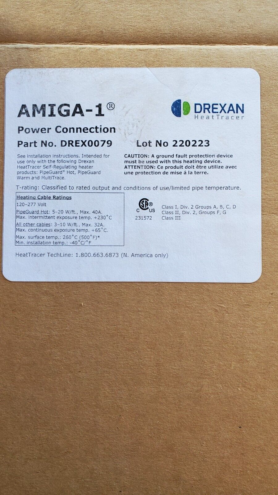 AMIGA-1 Heat trace Connection Kit #DREX0079 Drexan New Surplus