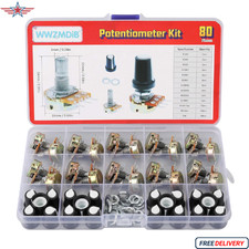 80 Pcs Potentiometer Kit with Knobs B1K 2K 5K 10K 20K 50K 100K 250K 500K 1M Ohm picture