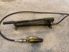 Vintage Hydraulic Hand Pump w/ Hose & Control Lever Industrial Tool picture