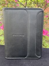 Leed’s Padfolio Notebook Cover Black Faux Leather Zippered w/BlackBerry Logo picture