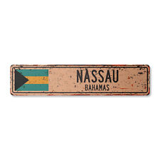 NASSAU BAHAMAS Vintage Street Sign Bahamian flag city country road wall rustic picture