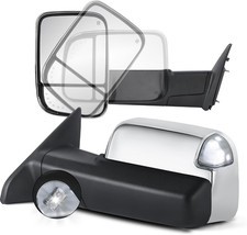 Pair Chrome Power Heated Towing Mirrors Compatible for 2009-2018 Dodge Ram 1500/ picture