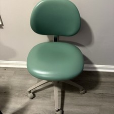Vintage A-dec 1601 Dental Stool Operator Medical Rolling Chair Teal Mint picture